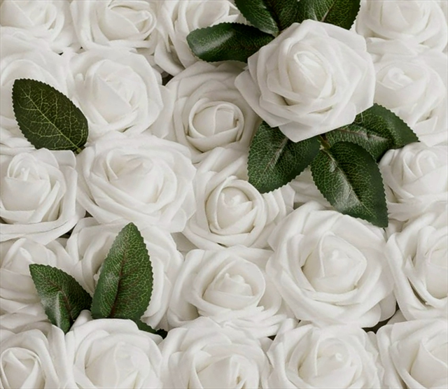 3" White Foam Roses 