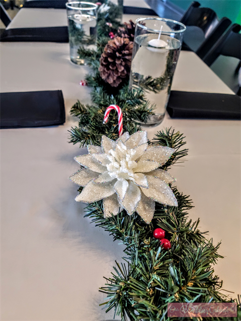 Poinsettia Picks White and Silver Glitter