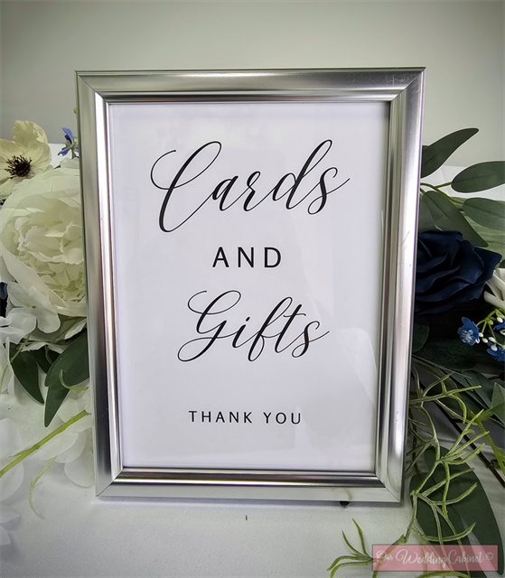 5"x7" Silver Frame "Cards and Gifts" Sign