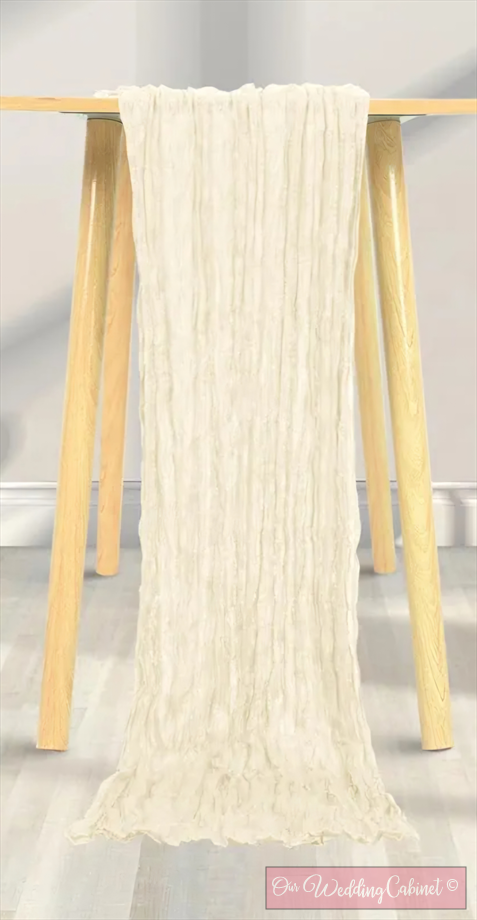 Cheesecloth Table Runner, Ivory (120"x20")
