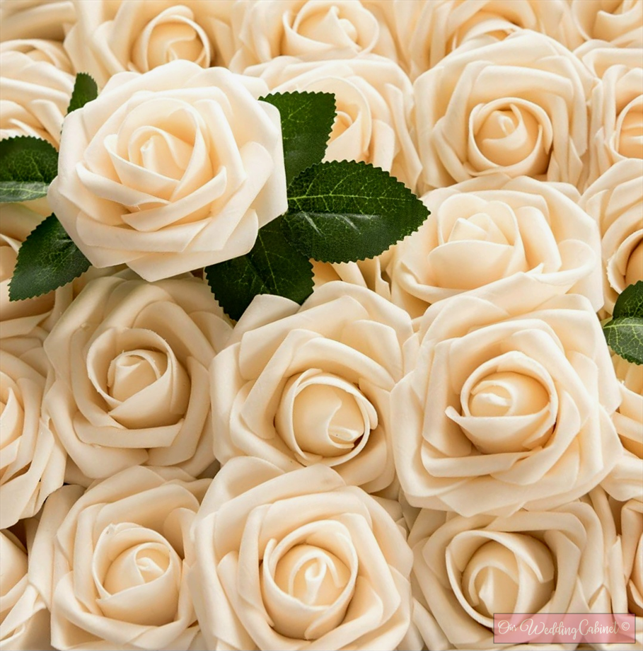3" Vanilla Cream Foam Roses 