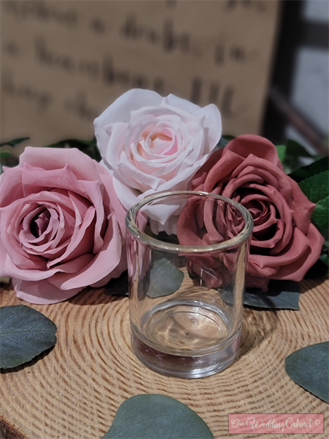 Votive Candle Holders (Round Clear) (MUST BE BATTERY OPERATED CANDLES)