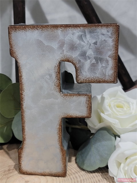 7" Galvanized Metal Letter F