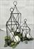 Set of 3 Metal Lanterns, Black: each set will get a 24",19",13" Lantern with eucalyptus candle rings that will fit glass vases. **VASES WILL NEED TO BE ADDED SEPERATELY, 6.25",7.5",9"**