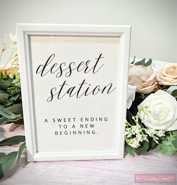 5"x7" White Frame "Dessert Station" Sign