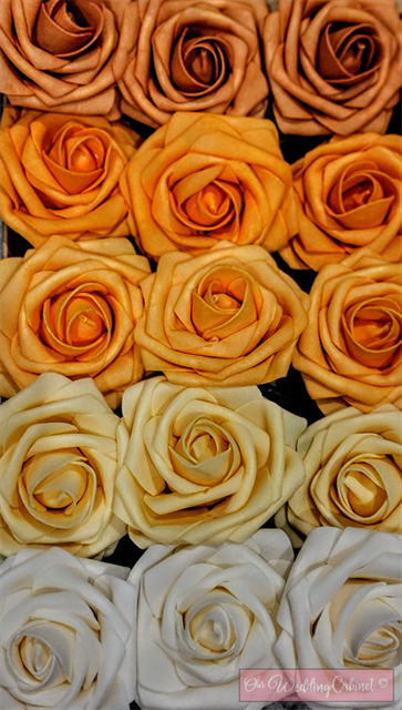 3" Shades of Sunshine Foam Roses  (YOU WILL GET EQUAL AMOUNT OF EACH COLOR UP TO 50 TOTAL)