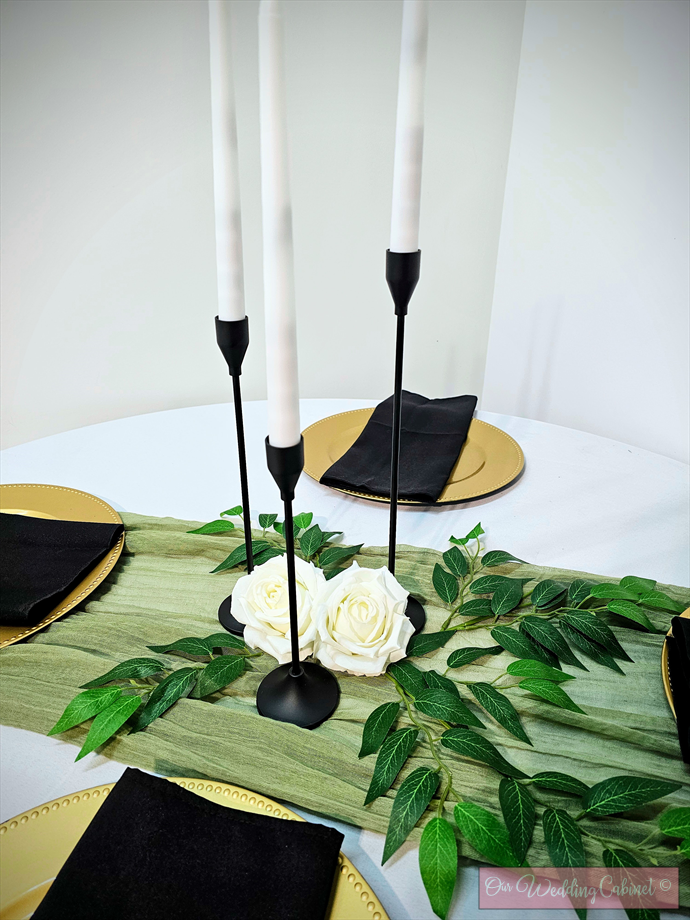 13" Black Metal Pole CandleStick Holder (MUST BE BATTERY OPERATED)