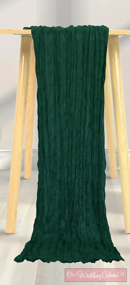 Cheesecloth Table Runner, Emerald Green (120"x20")