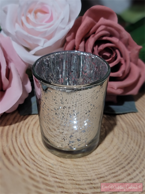 Votive Candle Holders (Mercury Silver) (MUST BE BATTERY OPERATED CANDLES)