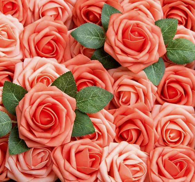 3" Coral Ombre Shade Foam Roses (YOU WILL GET EQUAL AMOUNT OF EACH COLOR UP TO 50 TOTAL)