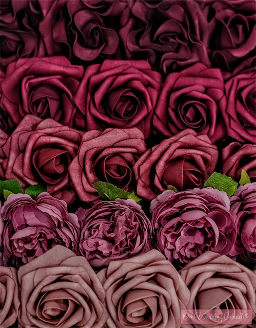 3" Foam Roses Marsala Shade  (YOU WILL GET EQUAL AMOUNT OF EACH COLOR UP TO 50 TOTAL)