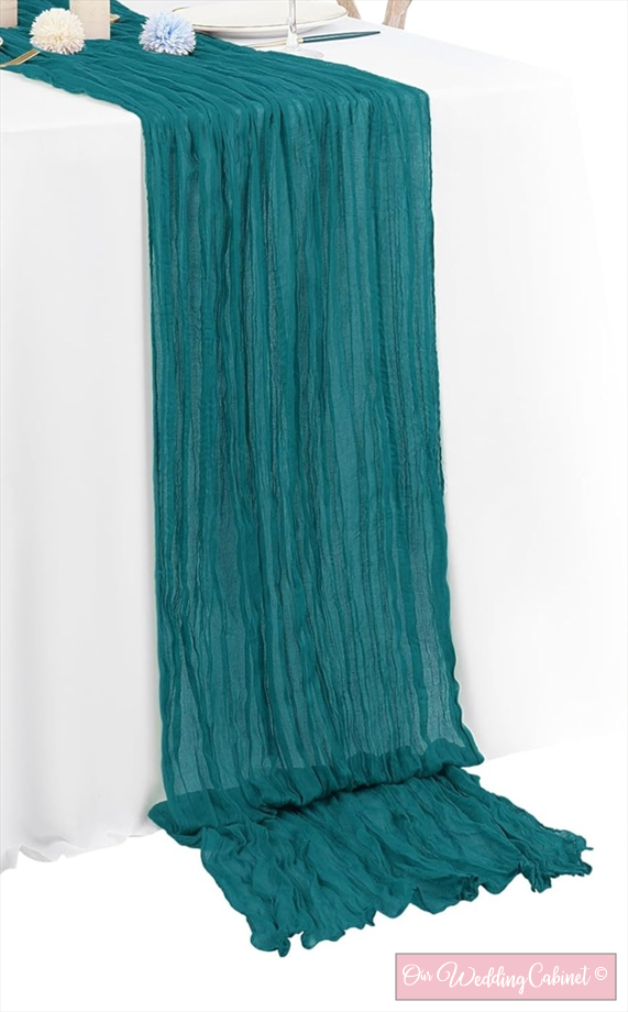 Cheesecloth Table Runner, Dark Teal (120"x20")