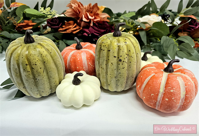 Assortment of Miniature Speckled Pumpkins (Great for Fall Weddings) 