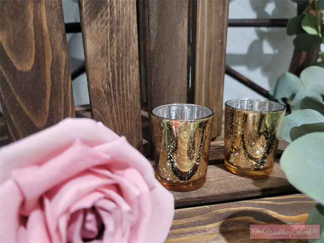 Votive Candle Holders (Mercury Gold) (MUST BE BATTERY OPERATED CANDLES)