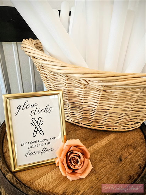 5"x7" Gold Frame "Glowsticks" Sign