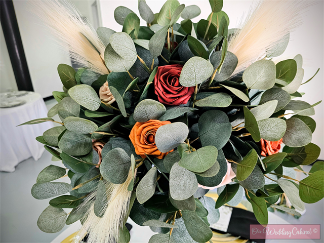 Terracotta Ombre Roses, Pampas, and Eucalyptus Floral Topper (CAN NOT ALTER FOR ANY REASON OR ADD YOUR OWN MATERIAL) *CONTACT OWC IF YOU NEED MORE*