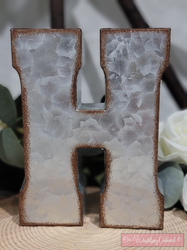 7" Galvanized Metal Letter H