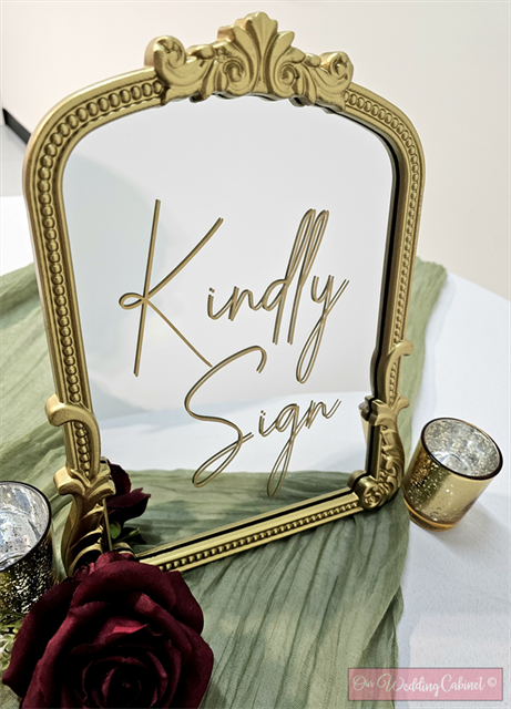 Gold Mirror Guestbook Tabletop Sign (12"x9.5")