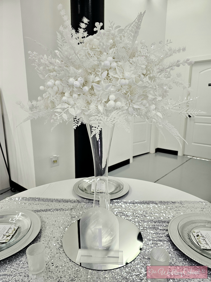 Pure White Wonderland Floral Topper ***will come with clear trumpet vase***  ***MAY NOT ALTER ARRANGEMENT IN ANY WAY*** *CONTACT OWC IF YOU NEED MORE*