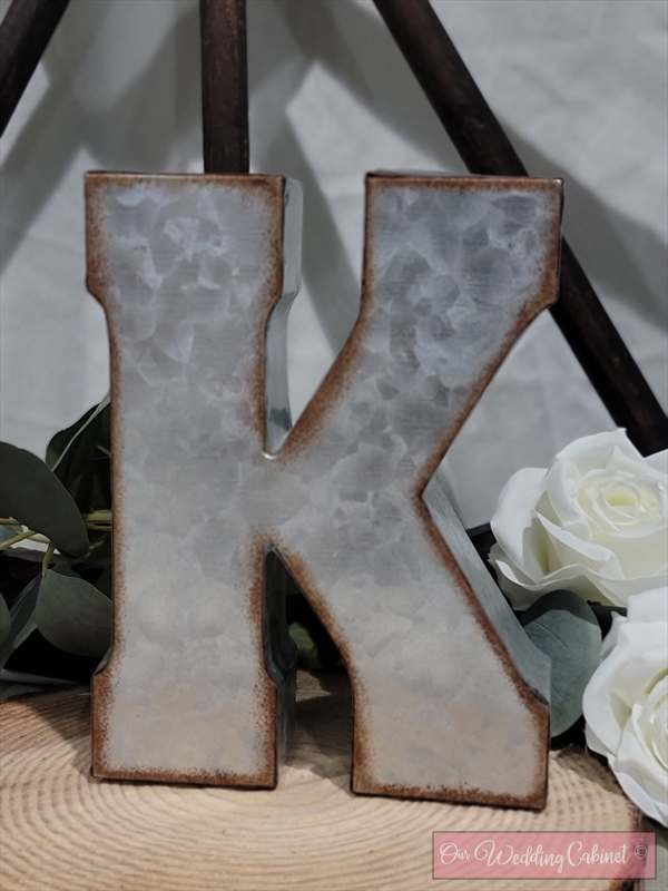 7" Galvanized Metal Letter K