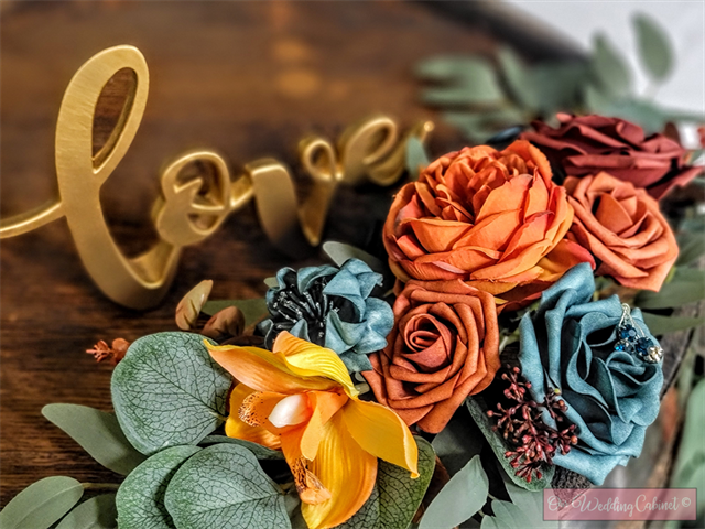 Floral Swag Set of 2 Dark Teal and Burnt Orange (Best for Bottom of Arches or Ceremony Signs) 