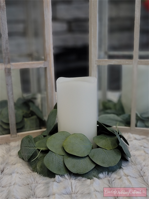 Eucalyptus Candle Ring (HURRICANE VASES WILL NOT FIT INSIDE THESE)