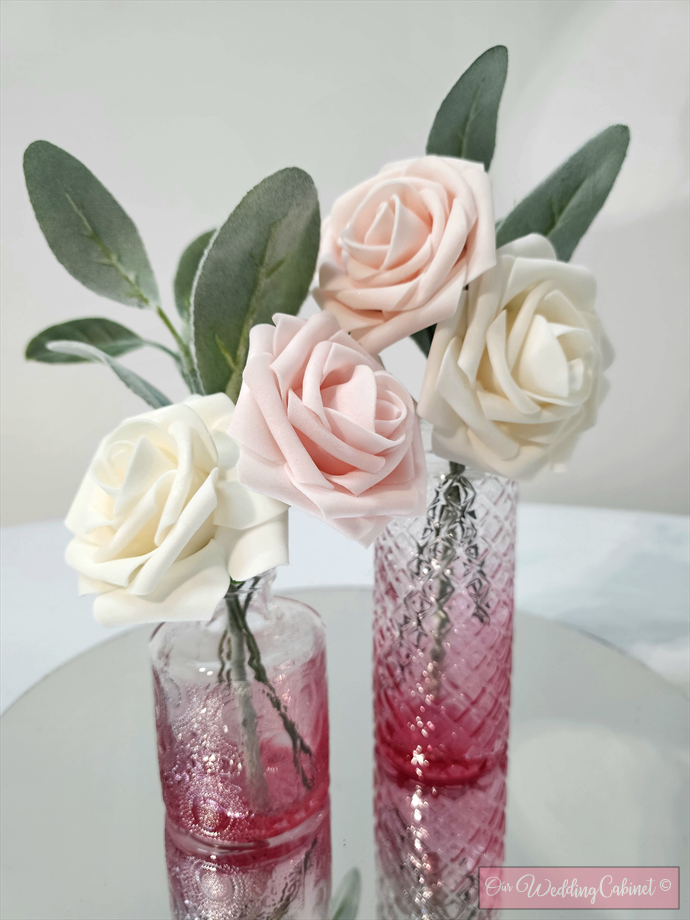 Assortment of Textured Pink Ombre Bud Vases (these will be different shapes and sizes) **THESE MUST BE RETURNED DRY OR YOU WILL BE CHARGED A CLEANING FEE**