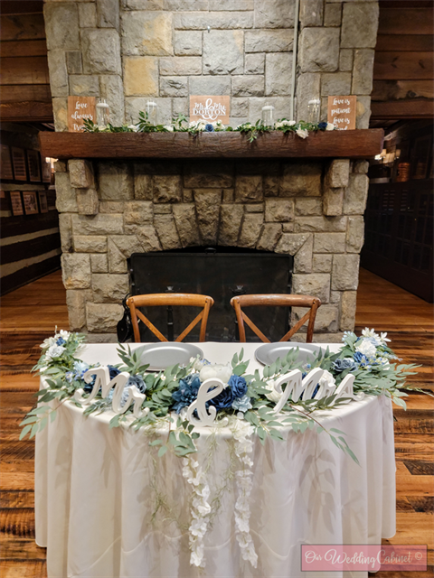 9' Dusty Blue and Navy Garland (Best for Sweetheart Table/Bridal Table)