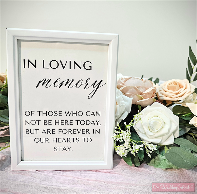 5"x7" White Frame "In Loving Memory" Sign