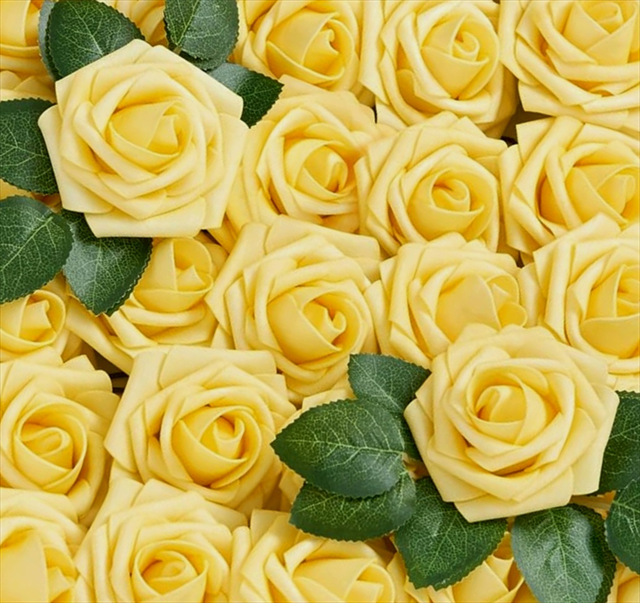 3" French Yellow Foam Roses 
