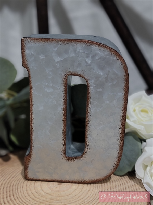 7" Galvanized Metal Letter D