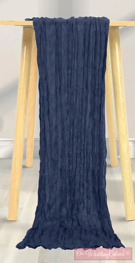 Cheesecloth Table Runner, Navy (120"x20")