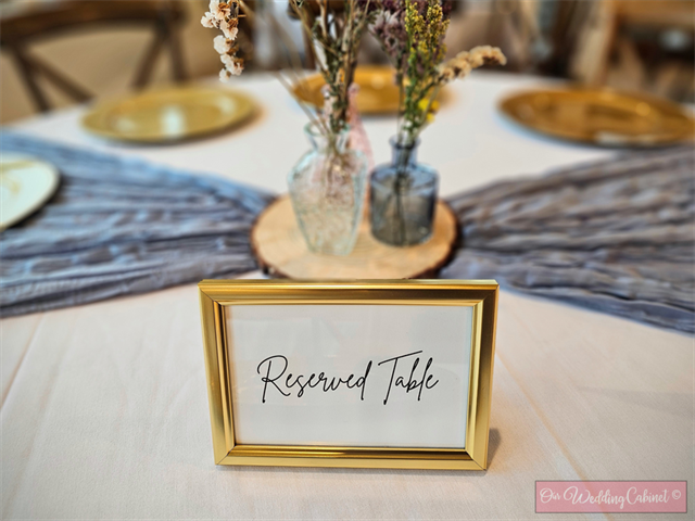 4"x6" Gold Frame "Reserved Table" sign 