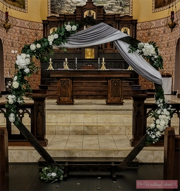 Semi-Sheer Chiffon Gray Arch Drape (216"x27.5") **WOULD NOT RECOMMEND TO USE AS A TABLE RUNNER** **DO NOT NAIL, PUSH PIN, OR STAPLE TO STRUCTURES**