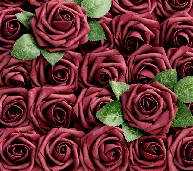 3" Foam Burgundy Roses 