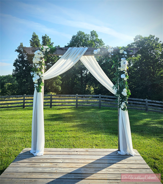 Semi-Sheer Chiffon White Arch Drape (27x216 inches) **WOULD NOT RECOMMEND TO USE AS A TABLE RUNNER** **DO NOT NAIL, PUSH PIN, OR STAPLE TO STRUCTURES**