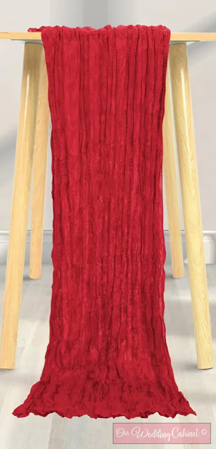Cheesecloth Table Runner, Red (120"x20")