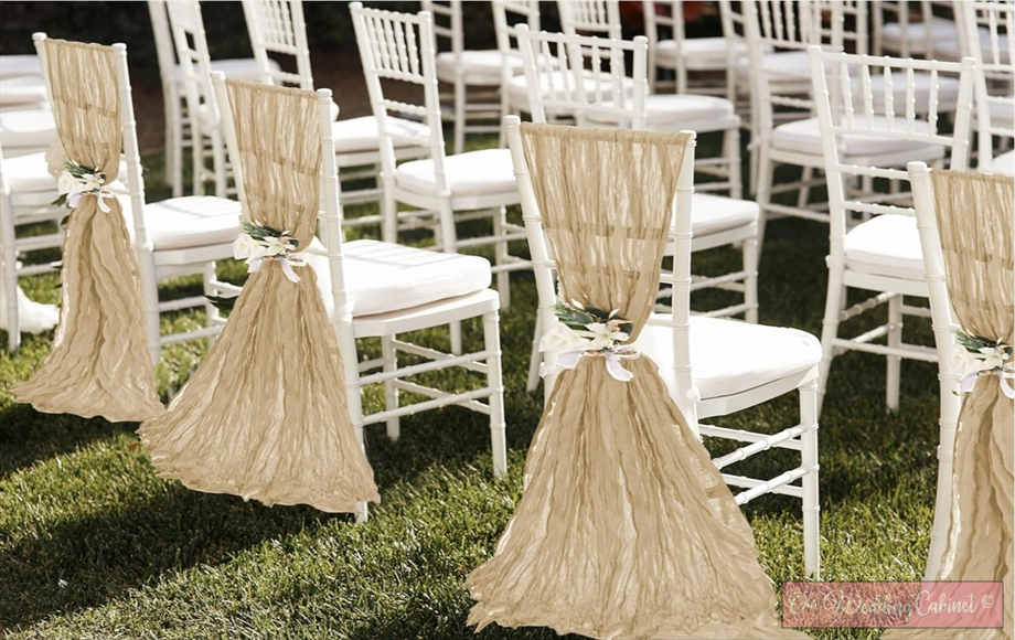 Chair Sash and Setup, Set of 10, Champagne **For Ulitmate Packages Only**