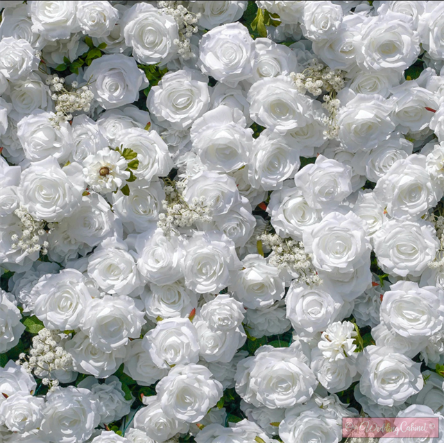 8'x8' Floral Wall, White/Baby's Breath **PLEASE EMAIL NICOLE.BAKER@OURWEDDINGCABINET.COM FOR RENTAL PRICE AND AVAILABILITY**