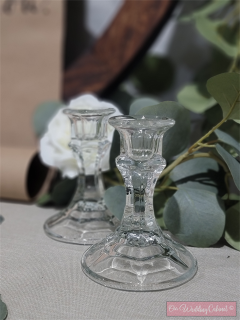 4" Tapered Glass CandleStick Holder (MUST BE BATTERY OPERATED OPERATED)
