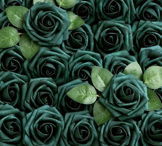 3" Dark Teal Foam Roses