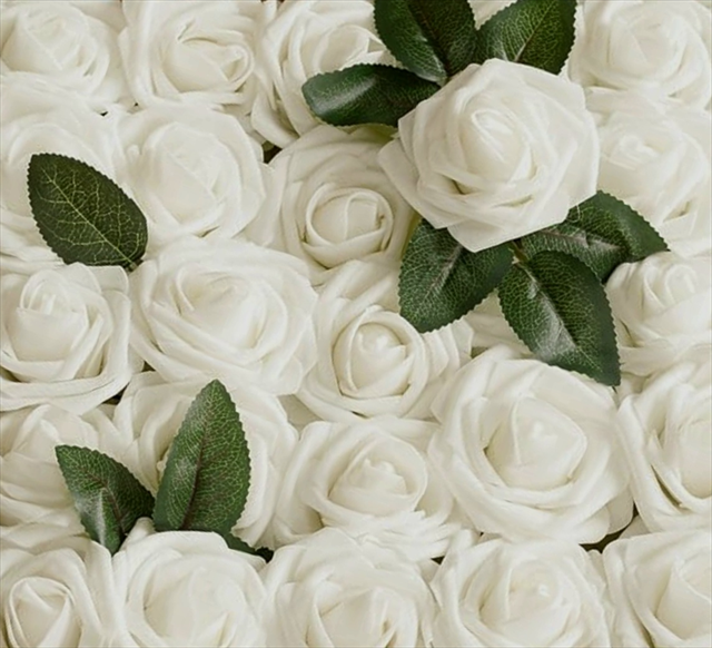 3" Ivory Foam Roses