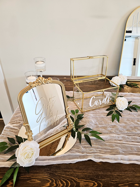 Gold Mirror Cards & Gifts Tabletop Sign (12"x9.5")