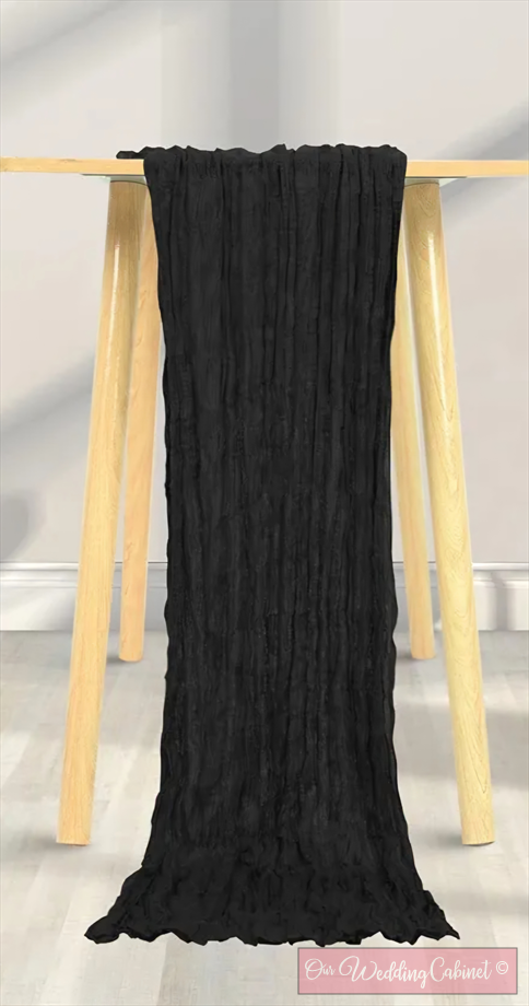 Cheesecloth Table Runner, Black (120"x20")