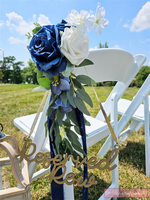 Hanging Wooden Gold "Reserved Row"  Aisle Seat Sign 