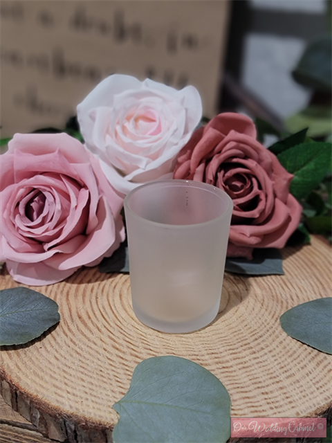 Votive Candle Holders (Round Frosted) (MUST BE BATTERY OPERATED CANDLES)