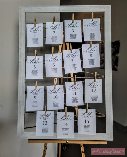 White Frame Seating Chart (27"L x 39"H)