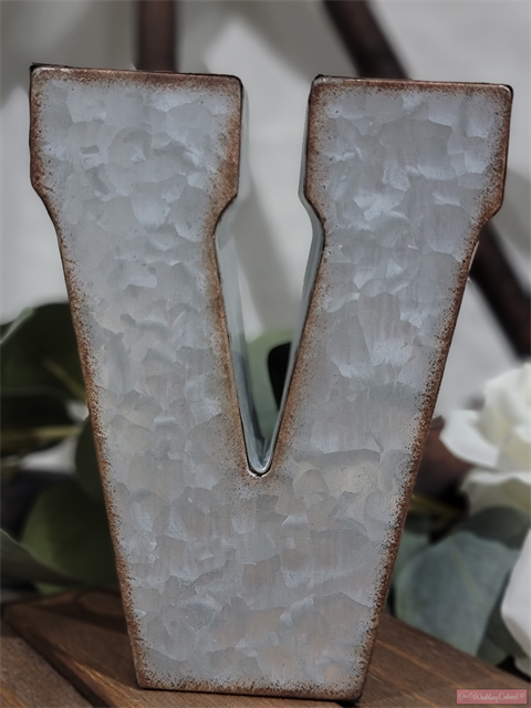 7" Galvanized Metal Letter V