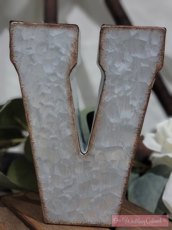 7" Galvanized Metal Letter V