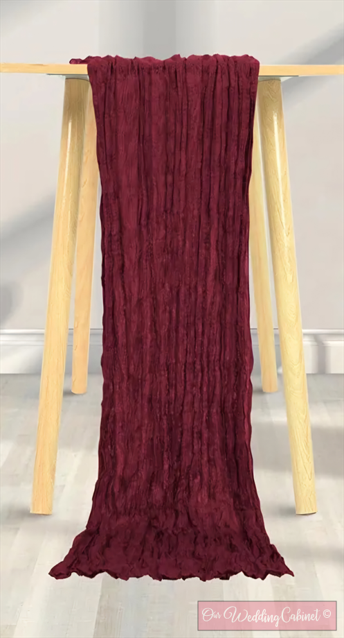 Cheesecloth Table Runner, Burgundy (120"x20")